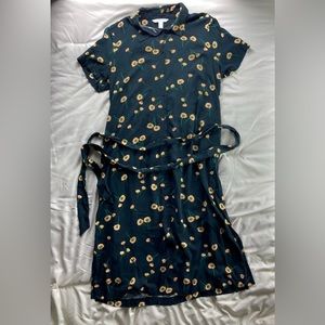 POPSUGAR floral print button up dress with short sleeves and collar!